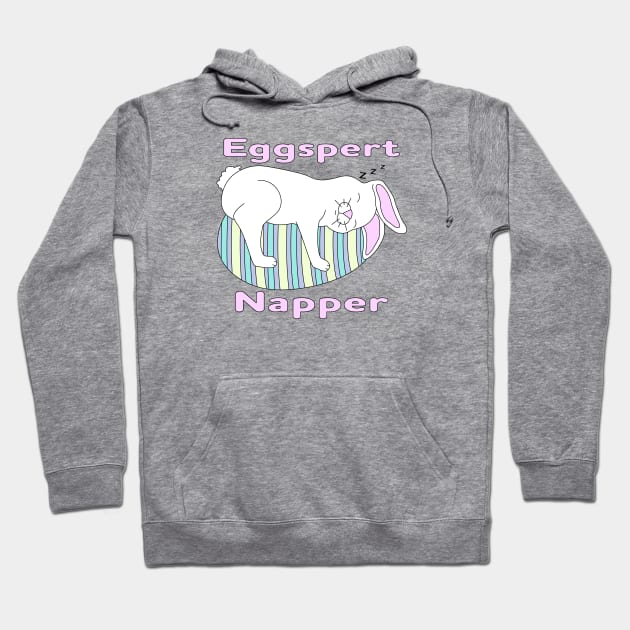 Eggspert Napper - Easter Bunny Sleeping on a Decorated Egg Hoodie by skauff